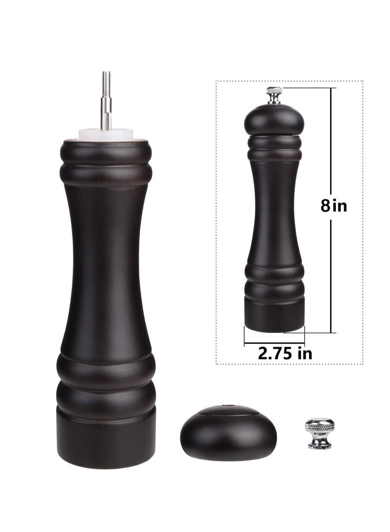 Excefore Black Pepper Mill Salt Grinder Refillable, Wood Refillable Stainless Steel Mechanism Adjustable Coarseness, Adjustable Coarseness Ceramic Grinding Mechanism for Home, Kitchen, Barbecue, Party - Image 2