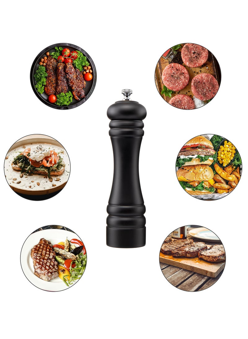 Excefore Black Pepper Mill Salt Grinder Refillable, Wood Refillable Stainless Steel Mechanism Adjustable Coarseness, Adjustable Coarseness Ceramic Grinding Mechanism for Home, Kitchen, Barbecue, Party - Image 4