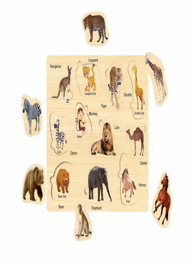 أحجية حيوانات خشبية مع طفل من كرافتيك® للأطفال الصغار - لعبة تعليمية وتنموية مبكرة | هدايا مميزة للأطفال - Image 1