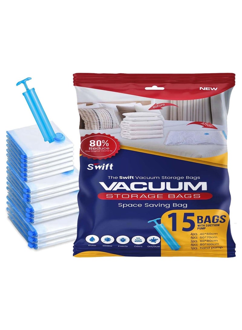 Swift 15 Piece Vacuum Storage Bag with pump - Image 1