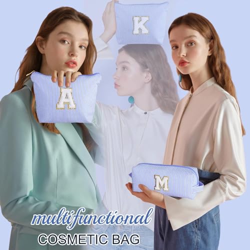 YOOLIFE Initial Makeup Bag |Teen Girl Gifts Trendy Stuff for Girls | Travel Makeup Bag for Girls Gifts | Gifts for 3 4 5 6 7 8 9 10 11 12 13 Year Old Girls | Christmas Gifts for Girls Teen Girl Blue K - Image 2