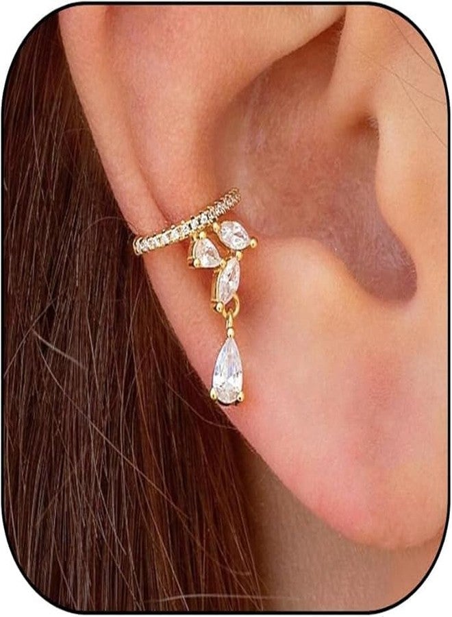 El Regalo Fancy CZ Ear Cuffs for Girls/Women- Non Pierced Ear Cartilage Clip On Wrap Hoop Earrings- Cubic Zirconia Cartilage Ear Clip On Ear Wraps - Image 4