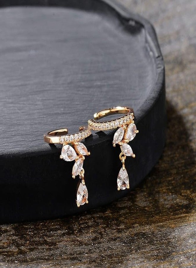 El Regalo Fancy CZ Ear Cuffs for Girls/Women- Non Pierced Ear Cartilage Clip On Wrap Hoop Earrings- Cubic Zirconia Cartilage Ear Clip On Ear Wraps - Image 2