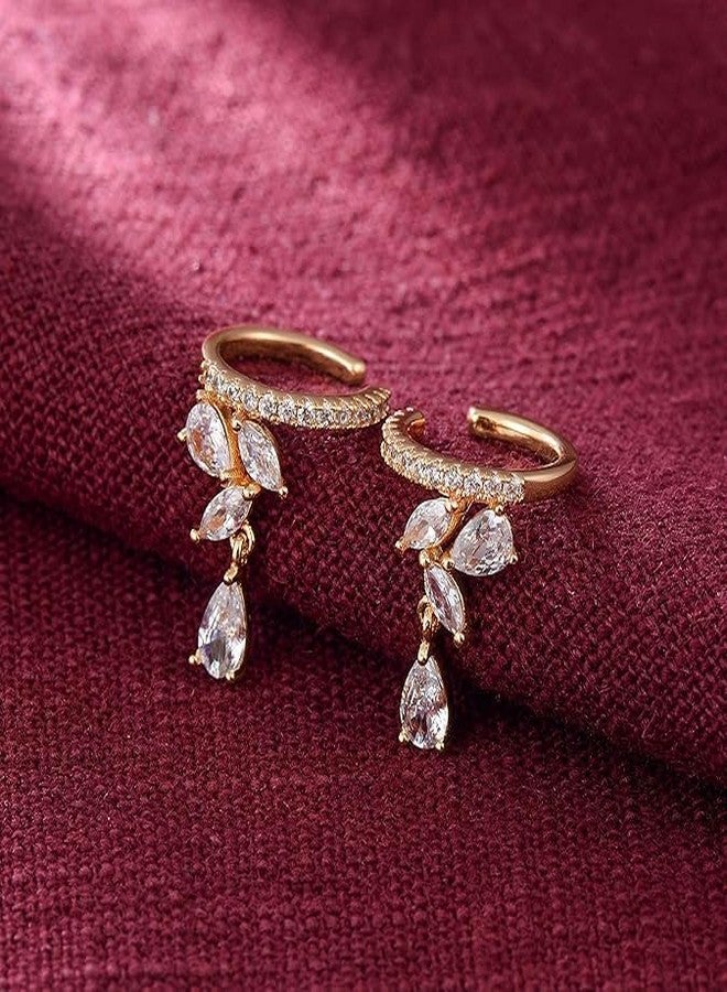 El Regalo Fancy CZ Ear Cuffs for Girls/Women- Non Pierced Ear Cartilage Clip On Wrap Hoop Earrings- Cubic Zirconia Cartilage Ear Clip On Ear Wraps - Image 5