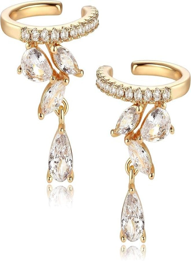 El Regalo Fancy CZ Ear Cuffs for Girls/Women- Non Pierced Ear Cartilage Clip On Wrap Hoop Earrings- Cubic Zirconia Cartilage Ear Clip On Ear Wraps - Image 1