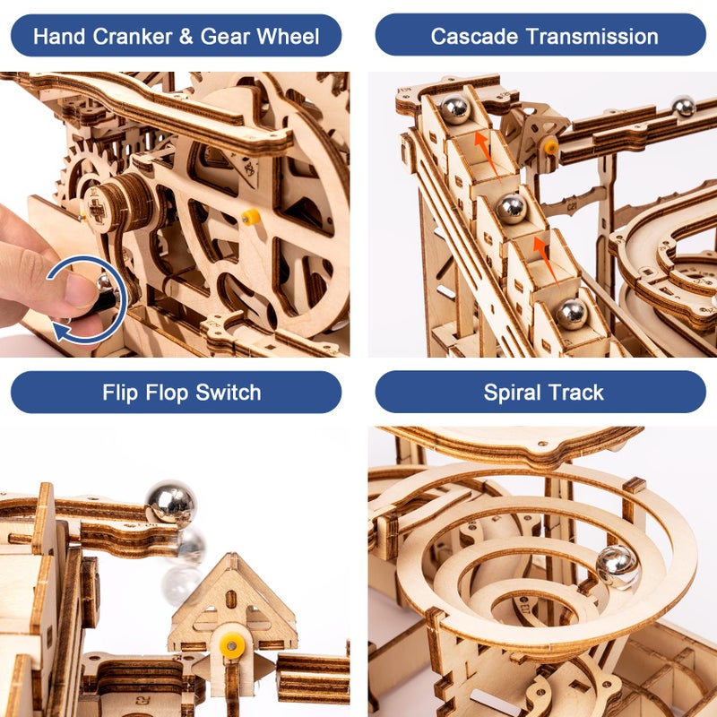 Rowood 3D Puzzles for Adults, Wooden Marblr Run Model Kit, DIY Building Kits for Adults to Build, Craft for Teens, Gift for Adults & Teen Boys Girls, Age 14+, Waterwheel Coaster - Image 5
