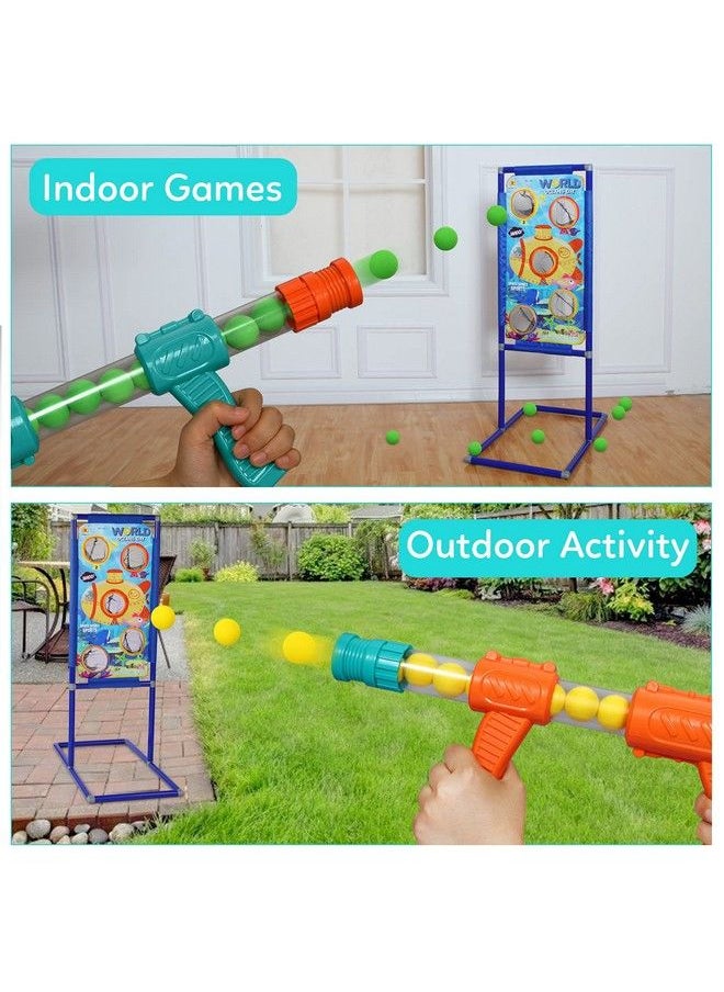 ThinkMax - Shooting Game Toy For 5 6 7 8 9 10+ Years Olds Boys Girls 2 Foam Ball Popper Air Toy Guns With Standing Shooting Target And 48 Foam Balls Indoor Outdoor Activity Game For Kids - Image 1