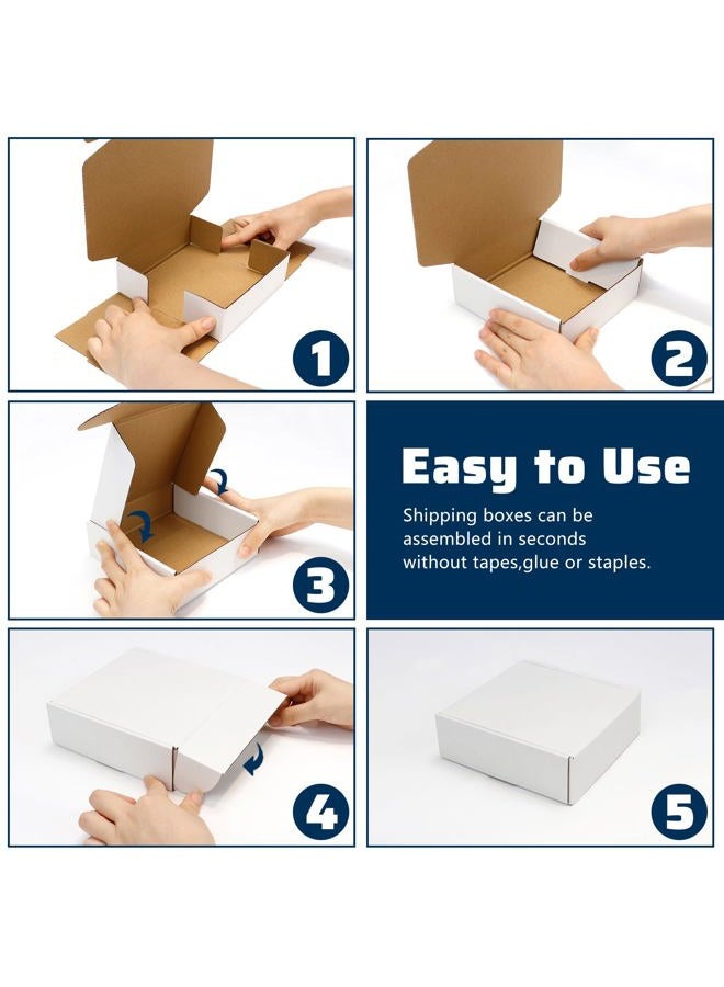 Pearwow Shipping Boxes Set of 25, 8" x 6" x 2" White Corrugated Cardboard Box, Mailer Boxes for Packaging, Mailing, Business,Literature,Gift - Image 4