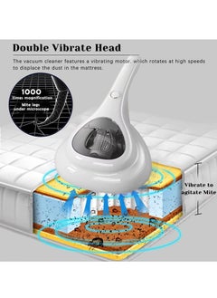 Generic Bed Vacuum Cleaner Uv Sanitizing Handheld Dust Mite Vacuum Cleaner Machine Portable Cordless High Power Cleaning Euipment for Sheet Mattress Carpet Sofa Pet Hair (White Mite Remover)  - Image 4