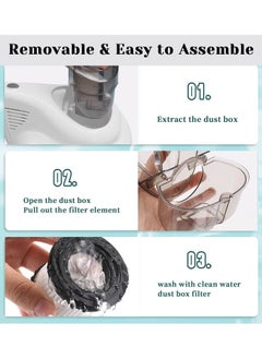 Generic Bed Vacuum Cleaner Uv Sanitizing Handheld Dust Mite Vacuum Cleaner Machine Portable Cordless High Power Cleaning Euipment for Sheet Mattress Carpet Sofa Pet Hair (White Mite Remover)  - Image 5