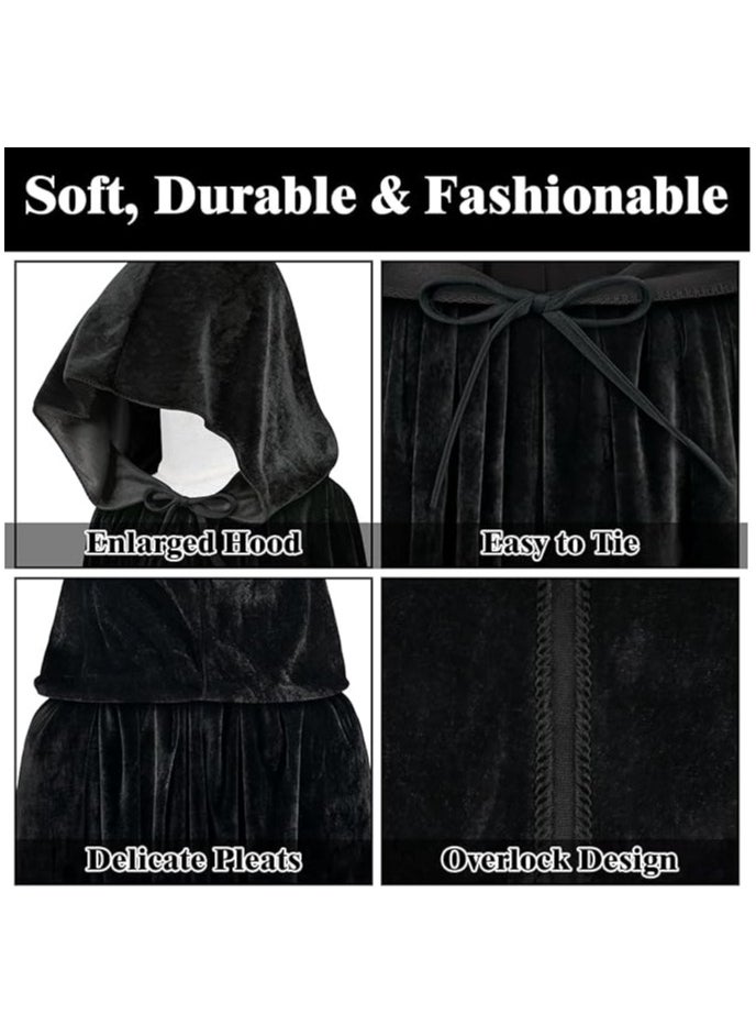 AUTOYSUR - Velvet Cloak Cape Wizard Hooded Party Cosplay Costumes for Adult and Child - Image 1