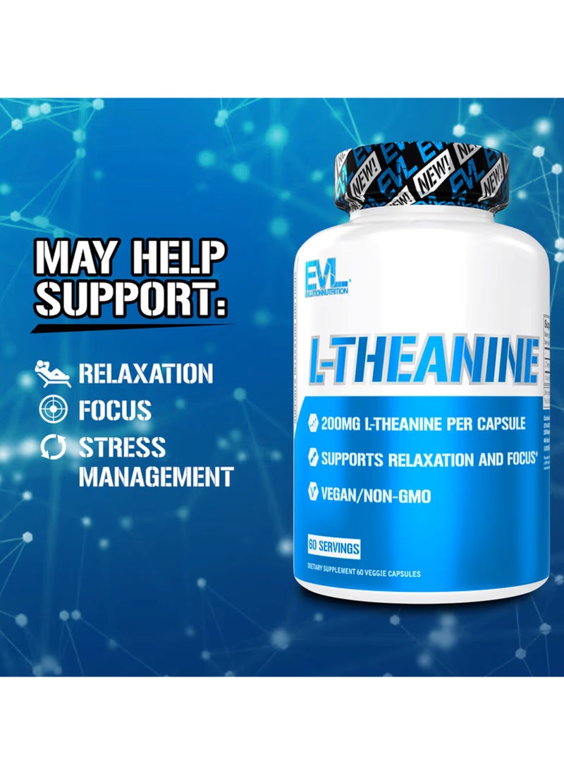EVLUTION NUTRITION Evolution Nutrition, L-Theanine, 200 mg, 60 Veggie Capsules  - Image 3