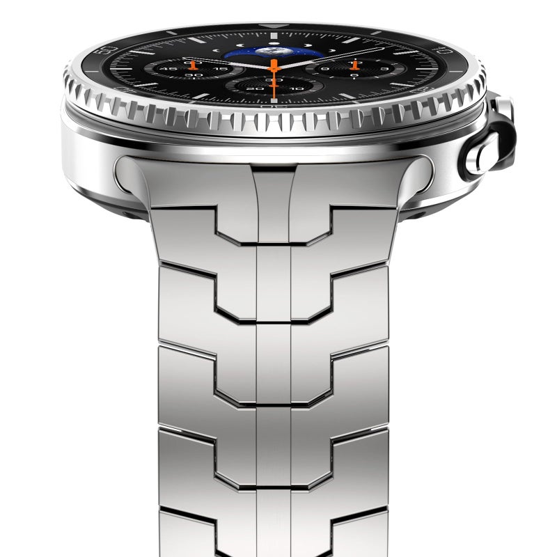 WINGLE Metal Bands for Galaxy Watch 8/8 Classic Band Samsung Galaxy Watch 8 Band 44mm 40mm 46mm Men Rugged Durable Armor Stainless Steel Strap Classy Elegant Casual Business Link Bracelet, Titanium - Image 3