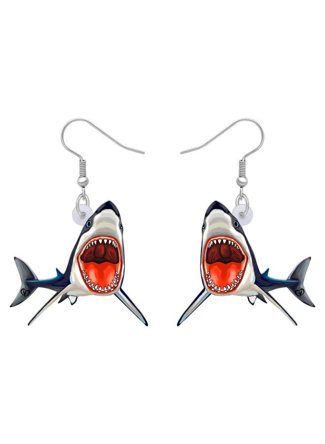 LONYOO Acrylic Anime Shark Earrings Dangle Cute Shark Jewelry for Women Ocean Animals Gifts (Slate) - Image 1