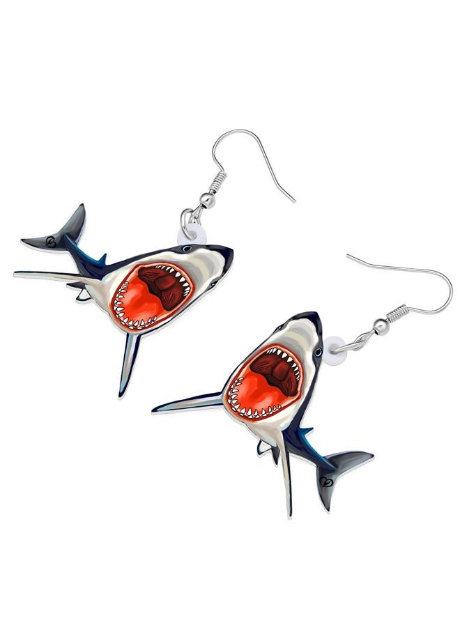 LONYOO Acrylic Anime Shark Earrings Dangle Cute Shark Jewelry for Women Ocean Animals Gifts (Slate) - Image 3