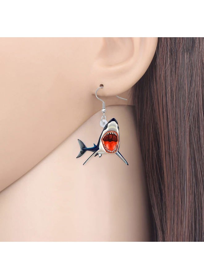 LONYOO Acrylic Anime Shark Earrings Dangle Cute Shark Jewelry for Women Ocean Animals Gifts (Slate) - Image 2