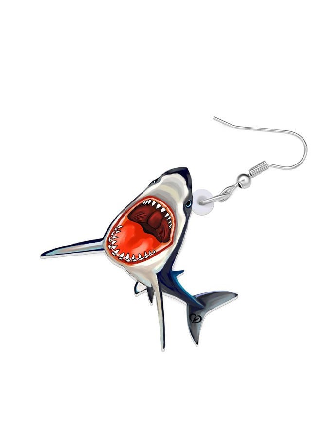 LONYOO Acrylic Anime Shark Earrings Dangle Cute Shark Jewelry for Women Ocean Animals Gifts (Slate) - Image 4