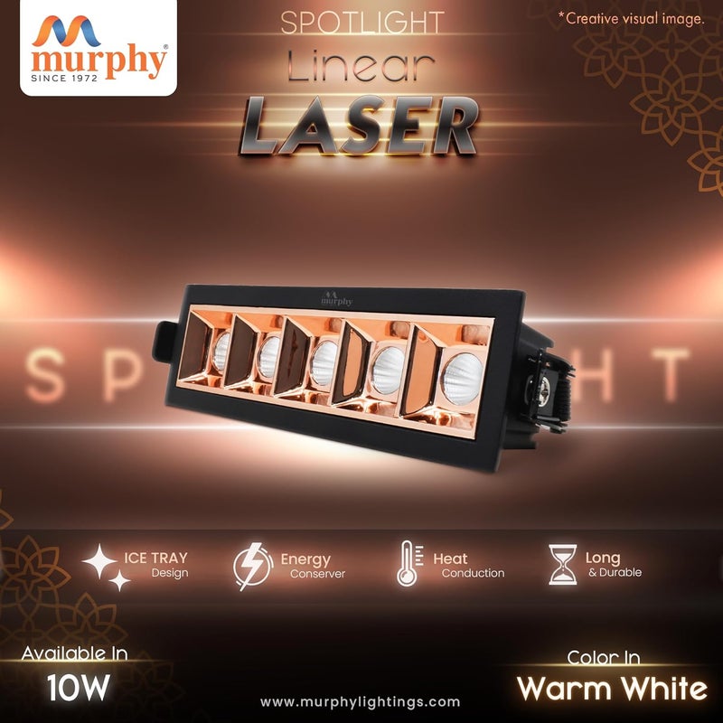 Murphy 10W Black Gold Finish Square Laser LED Ceiling COB Spot Focus Down Ceiling Light Ceiling Pop Light Warm White Pack of 8 with 2 Years Warranty - Image 3
