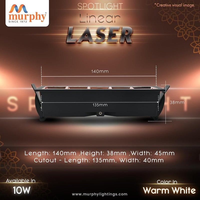 Murphy 10W Black Gold Finish Square Laser LED Ceiling COB Spot Focus Down Ceiling Light Ceiling Pop Light Warm White Pack of 8 with 2 Years Warranty - Image 4