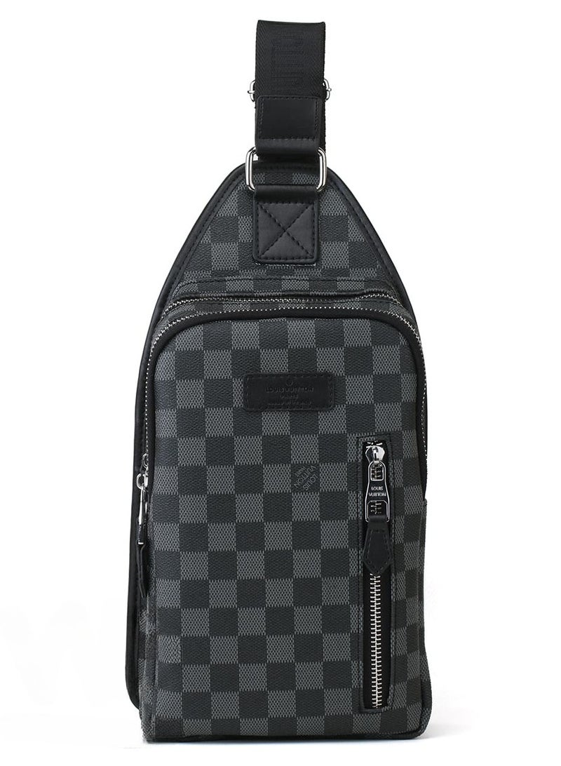 Louis Vuitton sling Shoulder Louis Vuitton Pattern Black Leather Bag Men LV  - Image 1