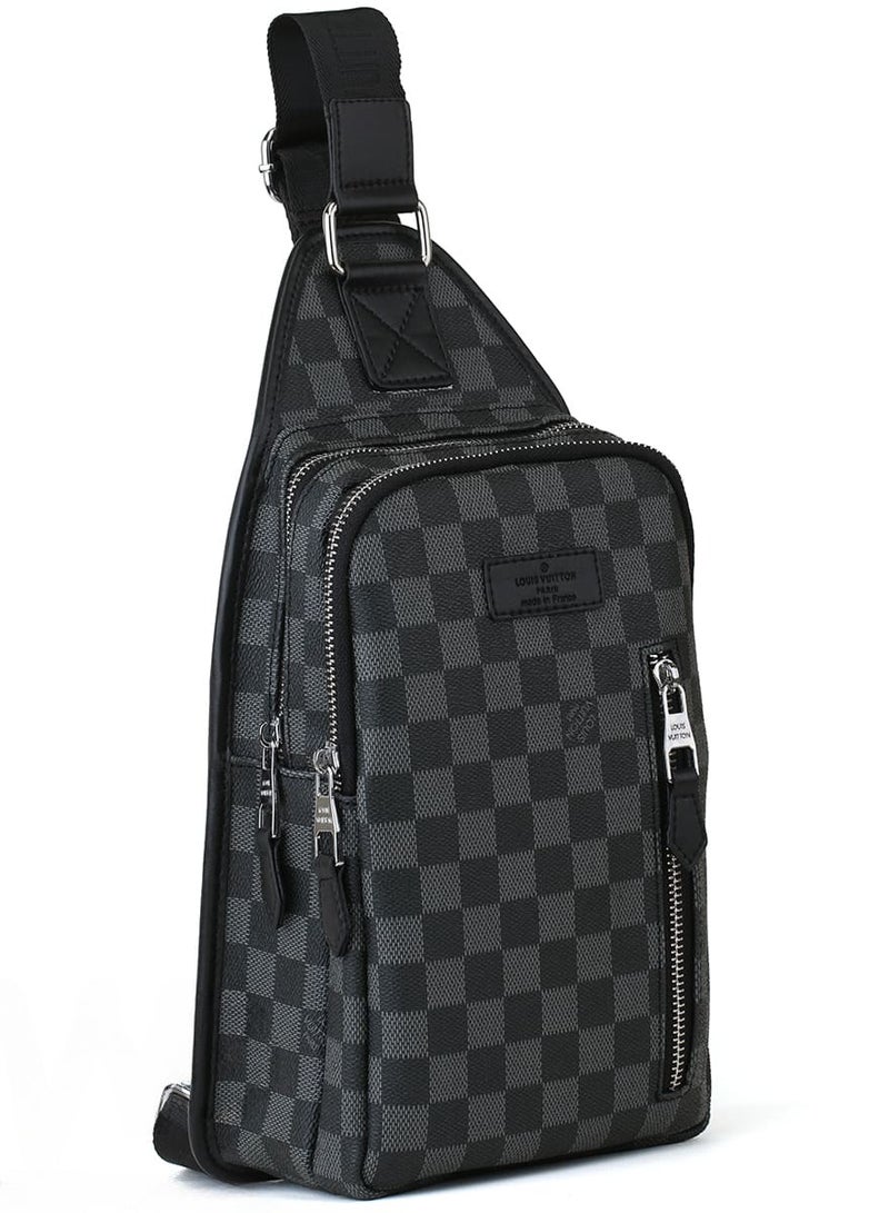 Louis Vuitton sling Shoulder Louis Vuitton Pattern Black Leather Bag Men LV  - Image 2