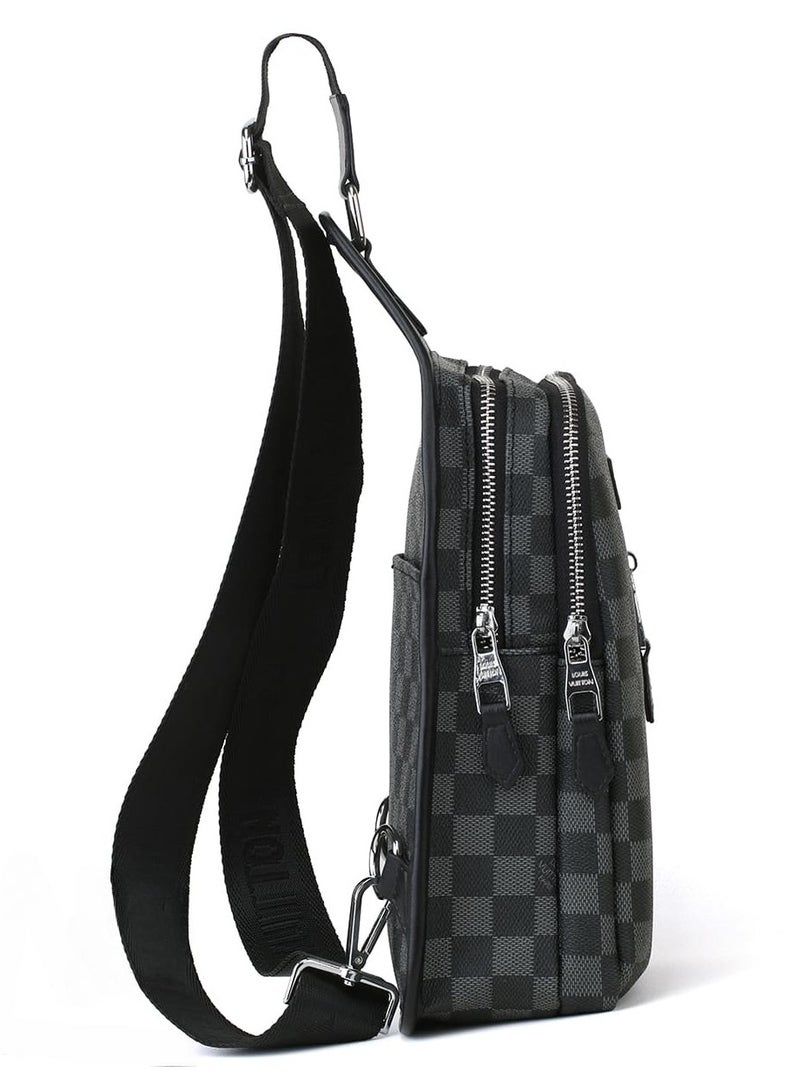 Louis Vuitton sling Shoulder Louis Vuitton Pattern Black Leather Bag Men LV  - Image 3
