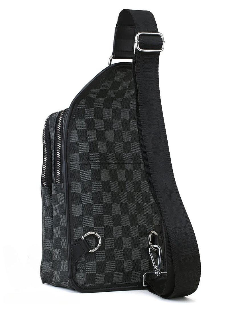 Louis Vuitton sling Shoulder Louis Vuitton Pattern Black Leather Bag Men LV  - Image 4