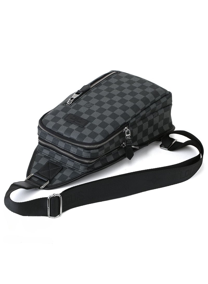 Louis Vuitton sling Shoulder Louis Vuitton Pattern Black Leather Bag Men LV  - Image 5