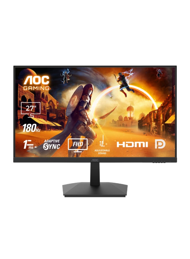AOC 27G15N 27"(VA Panel) Gaming Monitor, FHD 1920×1080 Display, 180Hz, 1ms(GtG), HDR10, HDMI 2.0 x 1, DisplayPort 1.4 x 1, Adaptive Sync, 16.7 M Display Colors, Height adjustable, Swivel: -30° ~30°,Tilt: -5° ~23°, Black & Red Black - Image 1