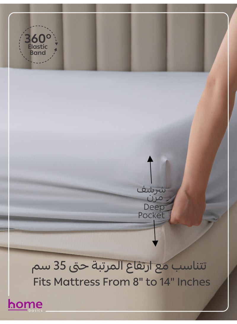 Donetella Bedding Fitted Sheet - Fits 200x200 Cm For Super King Bed - 3 Pcs (1 Fitted Sheet and 2 Pillowcases) - 35 Cm Deep Pocket - Solid Bed Sheet - Image 4