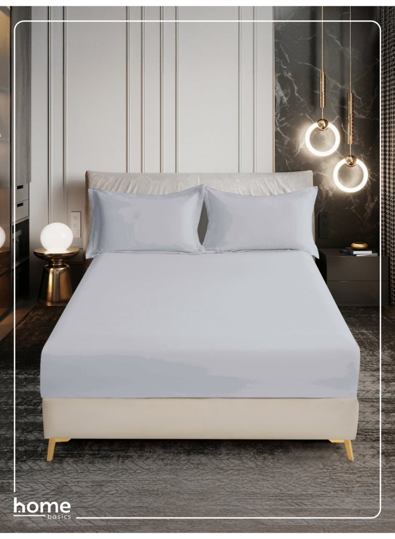 Donetella Bedding Fitted Sheet - Fits 200x200 Cm For Super King Bed - 3 Pcs (1 Fitted Sheet and 2 Pillowcases) - 35 Cm Deep Pocket - Solid Bed Sheet - Image 1