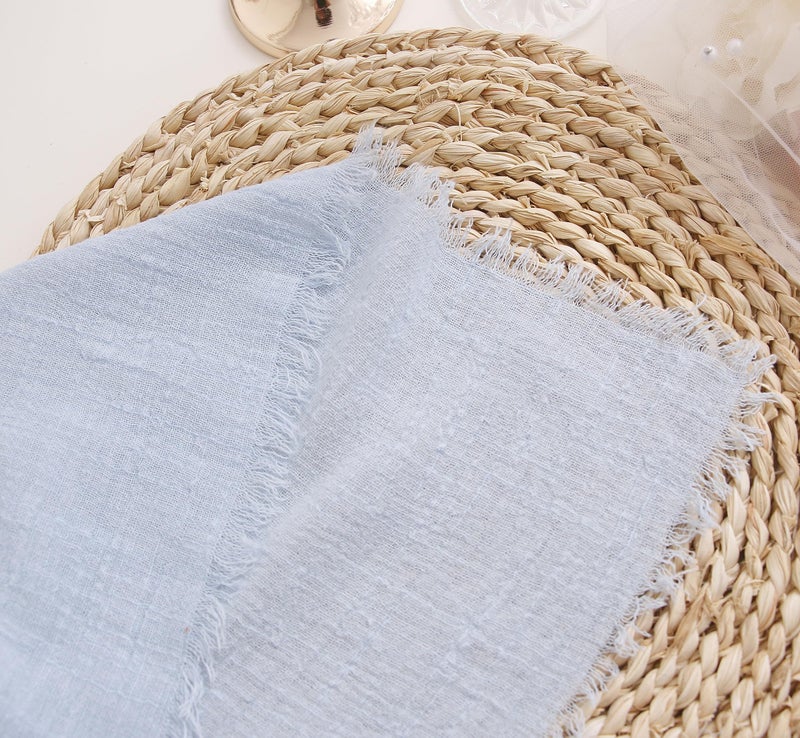 JINVASE Cloth Napkins with Fringe Set of 12,100% Soft Cotton, Gauze Washable Easter Napkins for Wedding Decorative Dinner Parties Spring, (16''*16'') Light Blue - Image 5