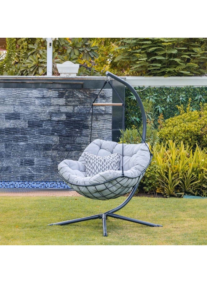 DANUBE HOME Loria 1 Seater Swing Chair | Modern Design Hanging Chair | Single Seat Hammock Chair | Heavy Duty Swing Chairs For Indoor Outdoor Balcony Garden Patio L 99.5 x W 122 x H 191 cm - Grey - Image 4