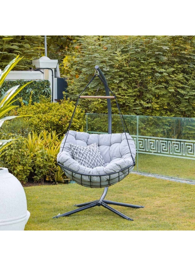 DANUBE HOME Loria 1 Seater Swing Chair | Modern Design Hanging Chair | Single Seat Hammock Chair | Heavy Duty Swing Chairs For Indoor Outdoor Balcony Garden Patio L 99.5 x W 122 x H 191 cm - Grey - Image 5