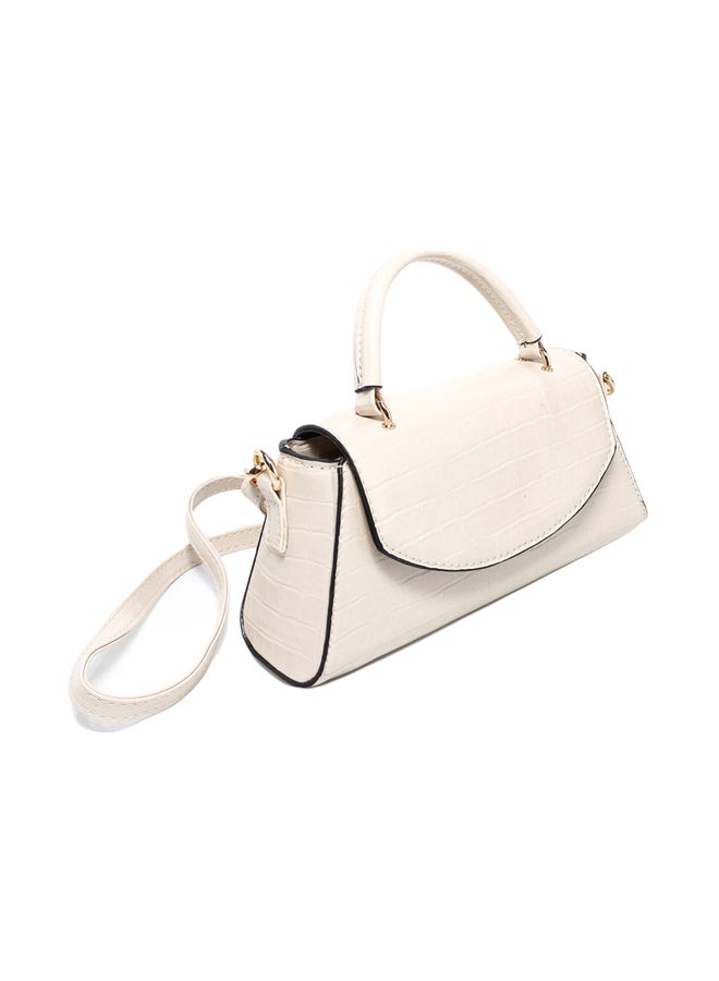 Glitter Women Bag with Cross hand - Beige