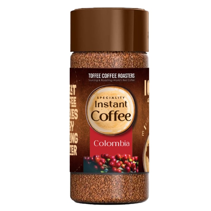Toffee Coffee Roasters | Colombia Speciality Instant Coffee| As Seen On Shark Tank | 100 gm | 100% Arabica | Ready in Seconds | Microground Technology | Makes 50 Cups - Image 1