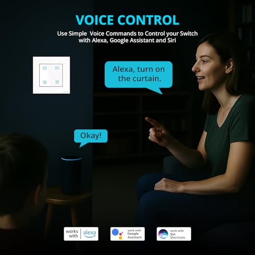 Home Mate HomeMate Wi-Fi Smart Curtain/Blind/Tubular/Projector Lift Motor Touch Switch (White, Pack of 1) | No Hub Required | Compatible with Alexa, Google Assistant and Siri - Image 5