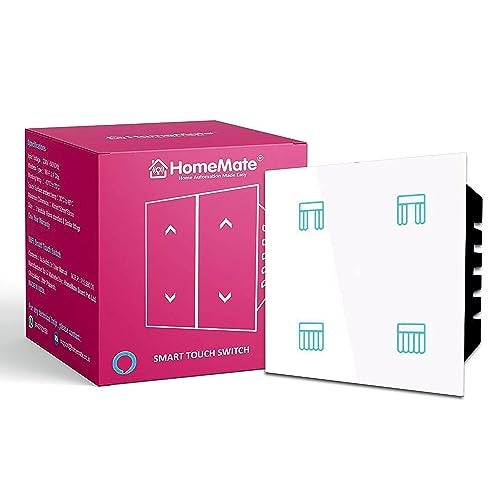Home Mate HomeMate Wi-Fi Smart Curtain/Blind/Tubular/Projector Lift Motor Touch Switch (White, Pack of 1) | No Hub Required | Compatible with Alexa, Google Assistant and Siri - Image 1