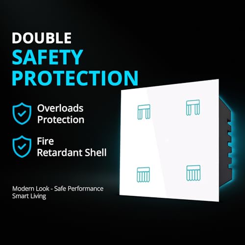 Home Mate HomeMate Wi-Fi Smart Curtain/Blind/Tubular/Projector Lift Motor Touch Switch (White, Pack of 1) | No Hub Required | Compatible with Alexa, Google Assistant and Siri - Image 4
