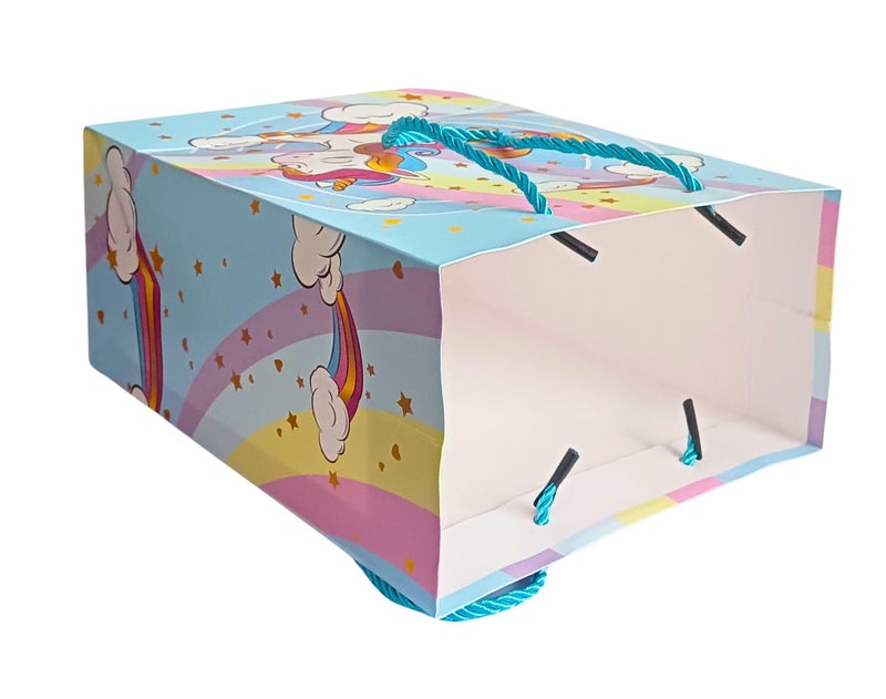 Gold Leaf GOLD LAEF Unicorn Themed Paper Bags, Unicorn Gift Goody Bags Candy Bag with Handle Reusable Birthday Bag Sweet Treat Bags Party Bags for Girls Kids Celebrations Baby Shower Halloween Christmas (Blue, 1 Count (Pack Of 6)) - Image 5