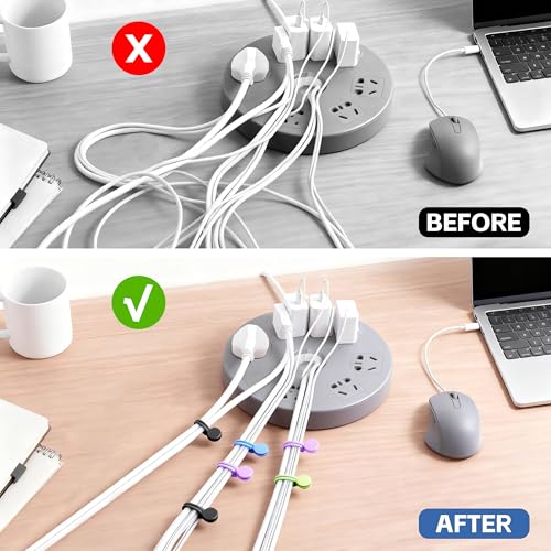 uadbau 10 Pcs Reusable Magnetic Cord Organizers, Silicone Magnetic Cable Ties with Strong Magnets for Cable Bundling & Holding Bookmarks - Cord Ties for Electronics - Suitable for Office, Home, School - Image 3