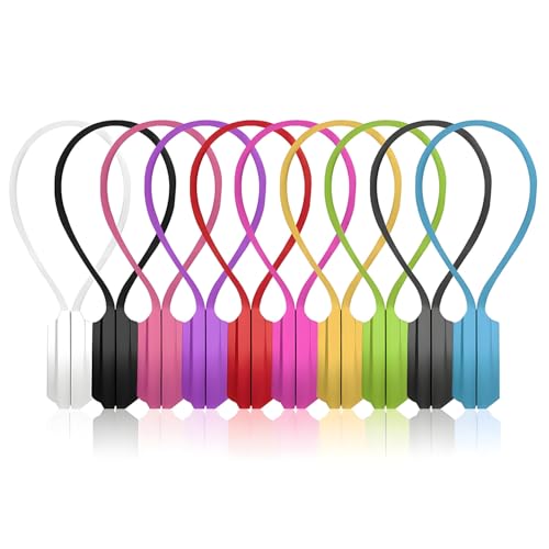 uadbau 10 Pcs Reusable Magnetic Cord Organizers, Silicone Magnetic Cable Ties with Strong Magnets for Cable Bundling & Holding Bookmarks - Cord Ties for Electronics - Suitable for Office, Home, School - Image 1