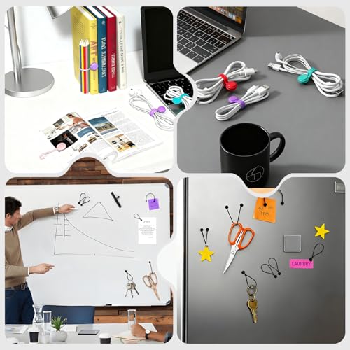 uadbau 10 Pcs Reusable Magnetic Cord Organizers, Silicone Magnetic Cable Ties with Strong Magnets for Cable Bundling & Holding Bookmarks - Cord Ties for Electronics - Suitable for Office, Home, School - Image 5