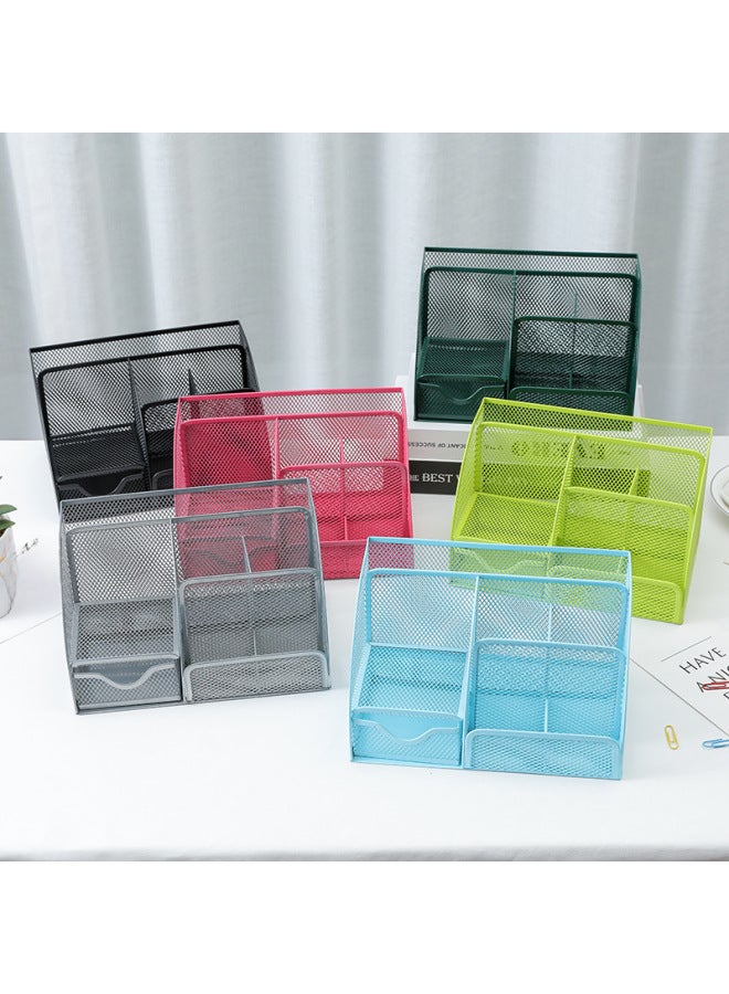 pincai Multi-grid Metal Creative Pen Holder Pen Barrel Multi-functional Office Stationery Storage Drawer Desktop Storage Box - Image 2