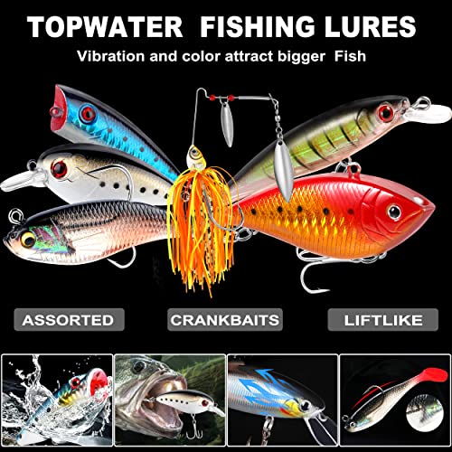 PLUSINNO Fishing Lures, 292Pcs Tackle Box with Tackle Included, Crankbaits, Hooks, Weights, Fishing Accessories kit, Fishing Bait Lure Gear Kit Gift for Men Bass, Trout - Image 2