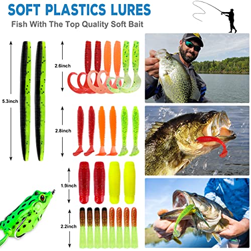 PLUSINNO Fishing Lures, 292Pcs Tackle Box with Tackle Included, Crankbaits, Hooks, Weights, Fishing Accessories kit, Fishing Bait Lure Gear Kit Gift for Men Bass, Trout - Image 4