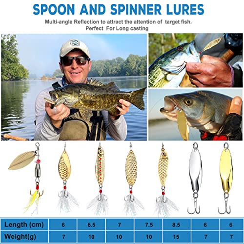 PLUSINNO Fishing Lures, 292Pcs Tackle Box with Tackle Included, Crankbaits, Hooks, Weights, Fishing Accessories kit, Fishing Bait Lure Gear Kit Gift for Men Bass, Trout - Image 3