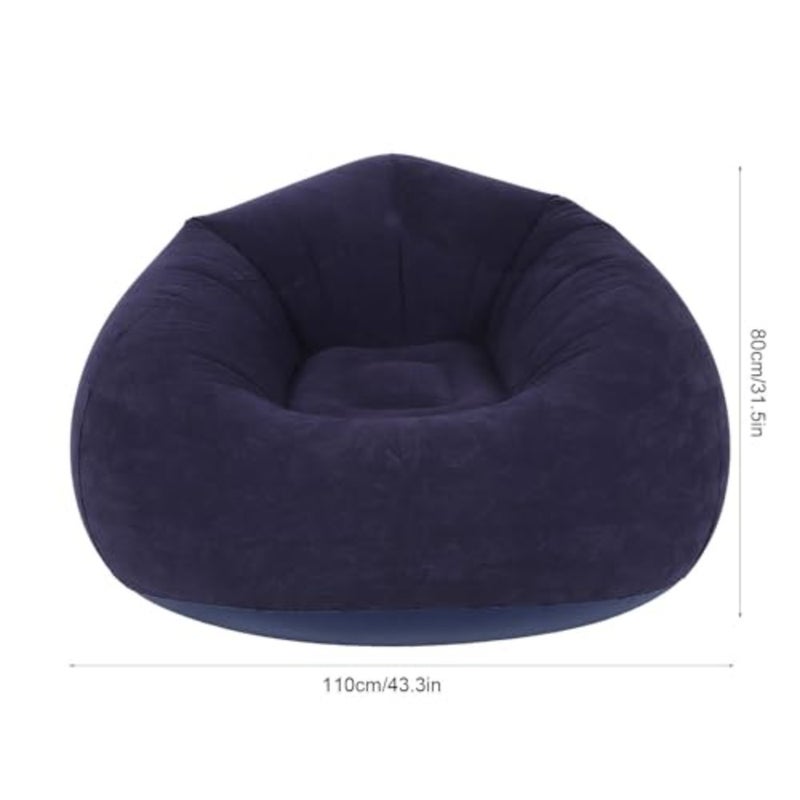 Inflatable Sofa for Indoor Living Room Bedroom Reading Room Office Balcony and Outdoor Travel Camping, Flocked Dark Blue PVC Material with Extra Comfort and Portability - Image 3