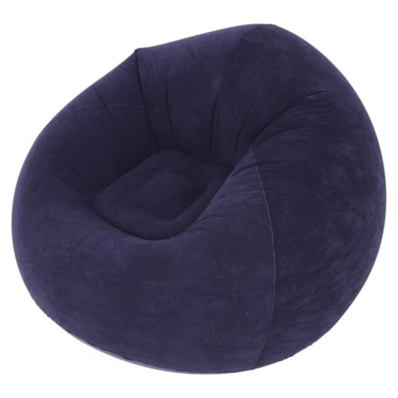 Inflatable Sofa for Indoor Living Room Bedroom Reading Room Office Balcony and Outdoor Travel Camping, Flocked Dark Blue PVC Material with Extra Comfort and Portability - Image 1
