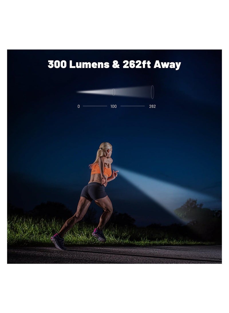 Running Lights, 2 Packs LED Rechargeable Headlamp with 5 Modes & Motion Sensor, 70° Tilt, 800mAh Hands Free Flashlight, Clip On Running Lights for Camping Hiking Running Jogging